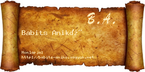 Babits Anikó névjegykártya